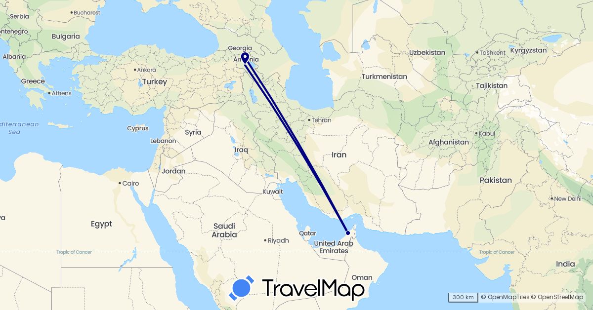TravelMap itinerary: driving in United Arab Emirates, Armenia (Asia)